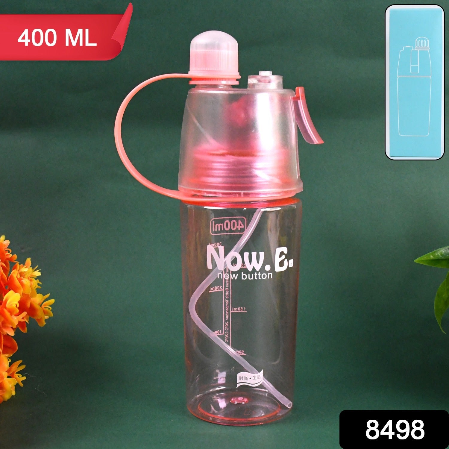Plastic 2 In 1 Mist Spray Water Bottle (Multicolor  400 Ml  1 Pc) Plastic 2 In 1 Mist Spray Water Bottle (Multicolor  400 Ml  1 Pc)